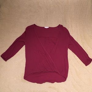 Open Burgundy Crisscrossed Blouse